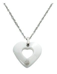 BM Jewellery Dámský náhrdelník keramické srdce Valentýn z chirurgické oceli S786080