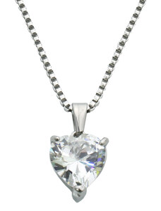BM Jewellery Dámský náhrdelník se zirkonem srdce z chirurgické oceli S787070