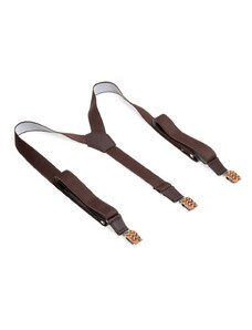 BeWooden Kožené šle Trio Suspenders s dřevěnými detaily