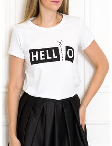 Due Linee Dámské tričko s nápisem Hello bílé