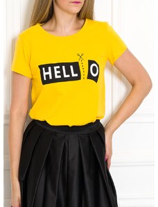 Due Linee Dámské tričko s nápisem Hello žluté