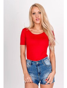 Kesi Jednobarevné dámské tričko s výstřihem na zádech - červená,