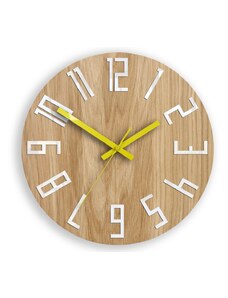 M.Clock Unikátní nástěnné dřevěné dubové hodiny 33,5cm různé barvy