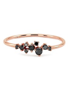 Staviori Zlatý dámský prsten s 9 černými brilianty růžové zlato Au 0,585 - PRD5400B
