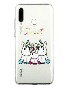 Obal MFashion Huawei P30 Lite - průhledný - Jednorožci