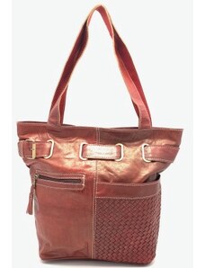 Dámská kožená kabelka s ozdobným páskem bordo MagBag