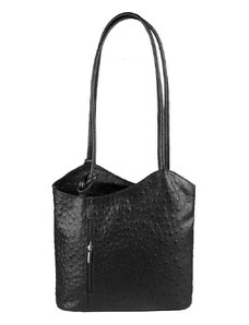 Borse Leather Italy Kabelka Connie Ostrich kožená černá