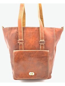 MagBag Dámská kožená kabelka s kapsou přírodní