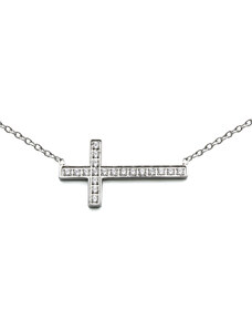 BM Jewellery Dámský náhrdelník křížek se zirkony z chirurgické oceli S807105