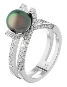 Zlatý prsten s perlou a diamanty XPRA048B-56-1000T