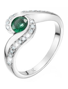 Zlatý prsten se smaragdem a diamanty ZPTO210B-56-1500