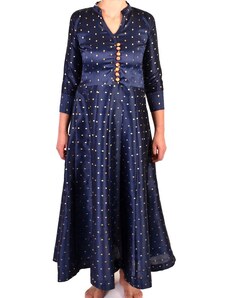 Luxusní indické šaty "Anarkali", tmavě modré, šál a leginy M/L , Indie , 100%polyester