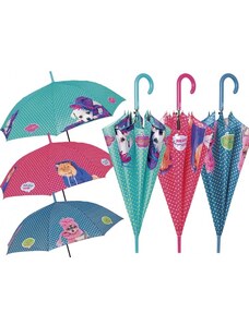 Perletti Dámský holový deštník Psi, kočky puntíkaté