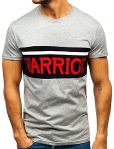 Kesi Pánské tričko s potiskem "Warrior" 100701 - šedá,