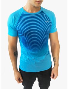 Hind Hind Running sportovní modré triko s krátkým rukávem s proužky - M / Modrá / Hind