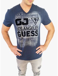 Guess Guess Los Angeles Iconic Blue stylové modré triko s krátkým rukávem - L / Tmavě modrá / Guess