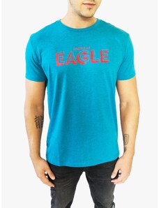 American Eagle American Eagle Monogram stylové modré triko s krátkým rukávem a nápisem - L / Modrá / American Eagle