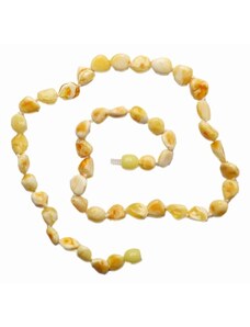 Nefertitis Jantar přírodní náhrdelník z leštěných korálků máslové barvy - délka cca 46 cm