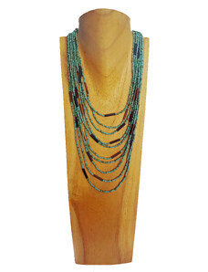 Touch of Bali / Wood & Beads Korálkový náhrdelník s ebenovými komponenty tyrkys