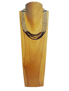 Touch of Bali / Wood & Beads Korálkový náhrdelník s ebenovými komponenty béžový
