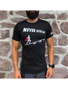 Tri Fun Fit Pánské černé tričko Never Give up 009-TFTMN