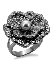 US Pokovený TIN Cobaltem dámský prsten s Crystaly a perlou z mosazi - Květ Nancy