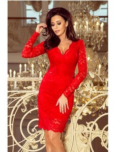 Luxusní dámské krajkové šaty Olivia Red NUMOCO 170-6-S