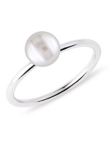 Prsten z bílého zlata se sladkovodní perlou KLENOTA K0688012