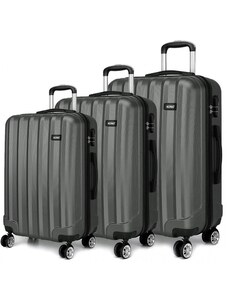 KONO Set kufrů - tři kusy kufrů na cestování, unisex, šedý