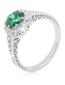 Zlatý prsten se smaragdem a diamanty ZPDI170B-53-1500