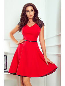 numoco Červené dámské šaty s krajkovými vsadkami model 7761416