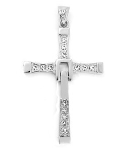 BM Jewellery Pánský přívěsek křížek Vin Diesel 7 cm chirurgická ocel S854115