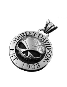 BM Jewellery Přívěsek HARLEY-DAVIDSON s lebkou z chirurgické oceli S861070