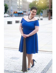 Molet AFB Honey královsky modré šaty s kolovou sukní