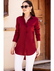 armonika Women's Claret Red Tunic Shirt