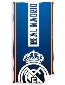 Carbotex Fotbalová plážová osuška FC Real Madrid - motiv Corona - 100% bavlna - 70 x 140 cm - Oficiální produkt Real Madrid FC