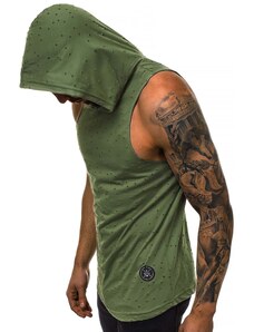 Madmext Khaki Green Singlet with a hoodie 2893