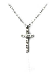 BM Jewellery Dámský náhrdelník křížek se zirkony z chirurgické oceli S898100