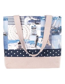 Modrá plátěná taška Chloe s mořským motivem