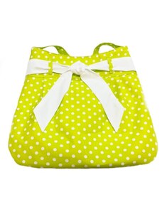 Zelená plátěná kabelka Viktorie s puntíky