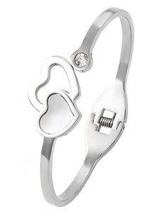 BM Jewellery Luxusní pevný náramek se srdcem a zirkonem Valentýn S880061
