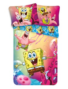 Jerry Fabrics Bavlněné povlečení 140x200 + 70x90 cm - Sponge Bob "Blue"