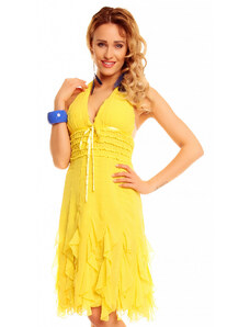 Mayaadi Krátké žluté šaty s volánky hs 310