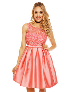 Grace Karin Krátké růžové šaty s krajkou hs 8178