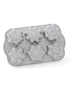 Hliníková forma na 6 bábovek, sněhové vločky Nordic Ware Frozen Snowflake | stříbrná