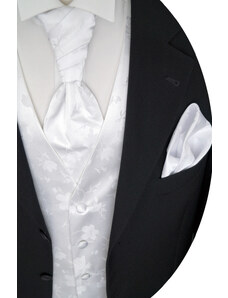 Bílá svatební vesta Beytnur 9-2 kravata, plastron a kapesníček