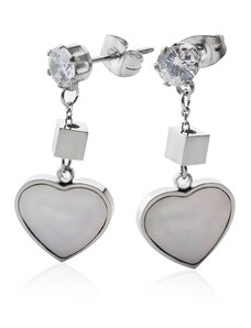 BM Jewellery Náušnice perlové srdce se zirkonem S693080