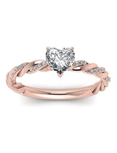 Emporial stříbrný pozlacený prsten Propletené srdce Růžové zlato MA-R041-ROSEGOLD
