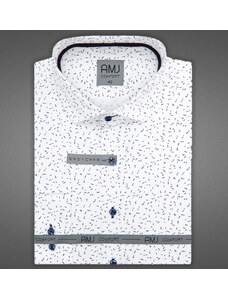AMJ Pánská košile AMJ bavlněná, bílá čárkovaná VDBR1108, dlouhý rukáv, regular fit