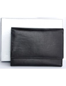 Černá klasická peněženka z pevné pravé kůže FLW